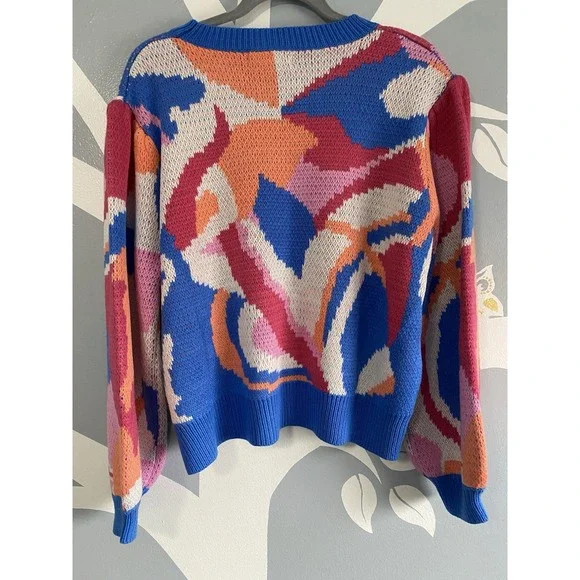 NWT! Listicle Striped Knit Sweater Multicolor Boho Pullover Womens L Art to Wear - Picture 6 of 6